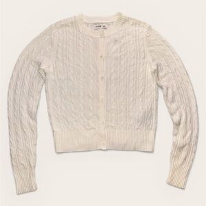 Hollister White Cable Knit Cardigan Size Small